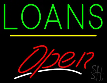 Loans Open Yellow Line LED Neon Sign