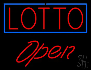Red Lotto Blue Border open LED Neon Sign