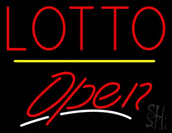 Red Lotto Yellow Line Open LED Neon Sign