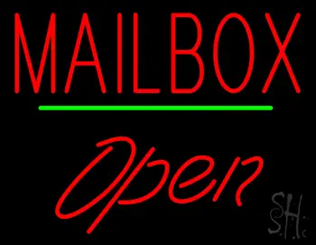 Mailbox Open Green Line LED Neon Sign