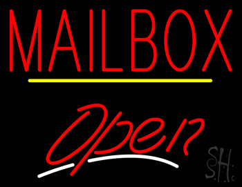 Red Mailbox Open Yellow Line LED Neon Sign