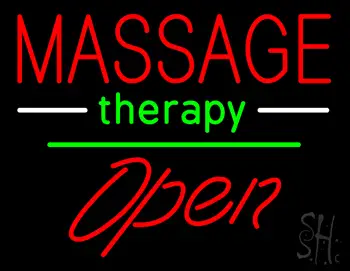 Massage Therapy Open White Line LED Neon Sign