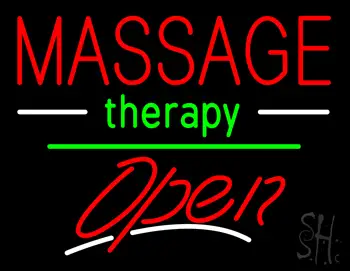 Massage Therapy Open Yellow Line LED Neon Sign