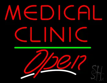 Red Medical Clinic Open Green White Line LED Neon Sign