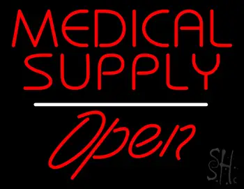 Medical Supply Open White Line LED Neon Sign