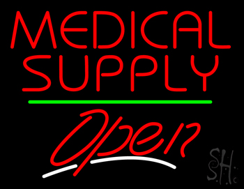 Medical Supply Open Green Line LED Neon Sign