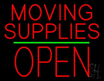 Moving Supplies Open Block Green Line LED Neon Sign