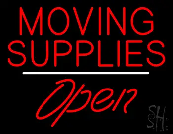 Moving Supplies Open White Line LED Neon Sign