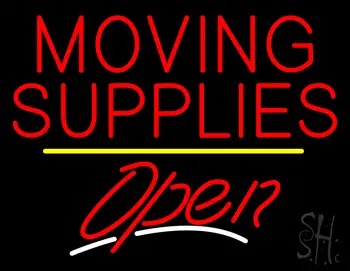 Moving Supplies Open Yellow Line LED Neon Sign
