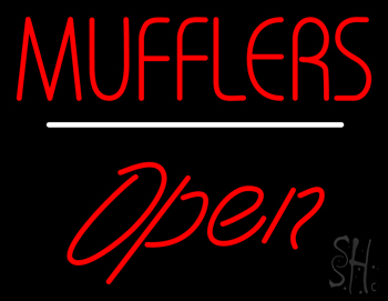 Mufflers Open White Line LED Neon Sign