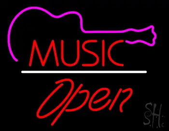 Music Logo Open White Line LED Neon Sign