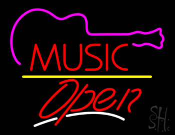 Music Logo Open Yellow Line LED Neon Sign