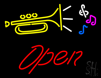 Trumpet Logo Open LED Neon Sign