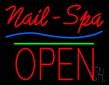 Nails-Spa Block Open Green Line LED Neon Sign