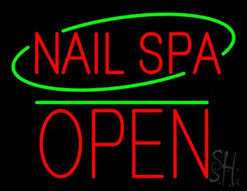 Nails Spa Block Open Green Line LED Neon Sign