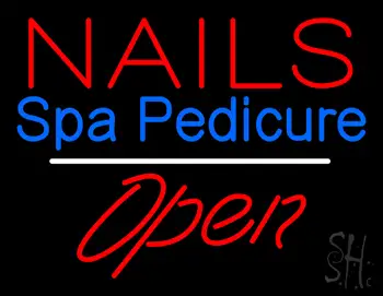 Nails Spa Pedicure Open White Line LED Neon Sign