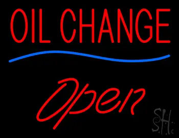 Oil Change Open Blue Line LED Neon Sign