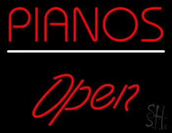 Pianos Open White Line LED Neon Sign
