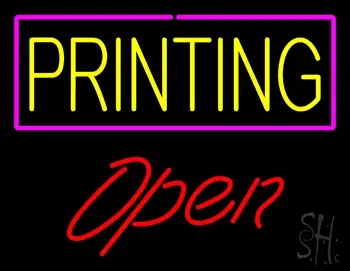 Yellow Printing Pink Border Open LED Neon Sign
