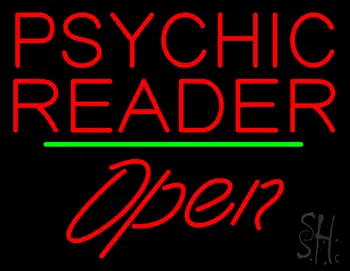 Psychic Reader Green Line Open LED Neon Sign