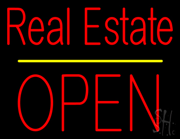 Real Estate Block Open Yellow Line LED Neon Sign