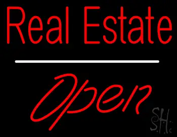 Real Estate Open White Line LED Neon Sign