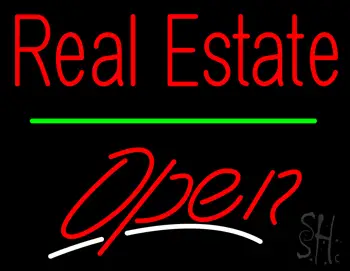 Real Estate Open Green Line LED Neon Sign