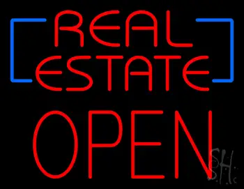 Red Real Estate Block Open LED Neon Sign