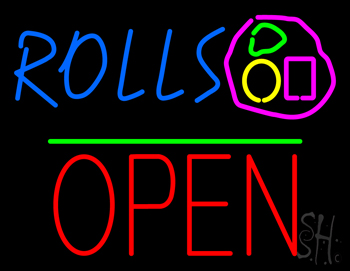 Rolls Block Open Green Line LED Neon Sign