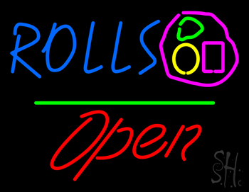 Rolls Open Green Line LED Neon Sign
