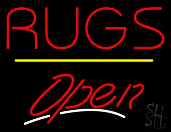 Rugs Script2 Open Yellow Line LED Neon Sign
