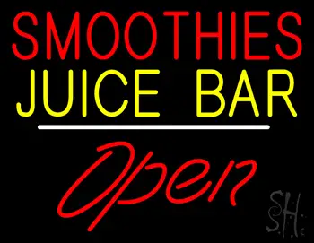 Smoothies Juice Bar Open White Line LED Neon Sign