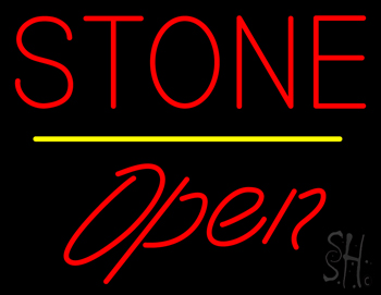 Stone Script1 Open Yellow Line LED Neon Sign