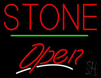 Stone Script2 Open Green Line LED Neon Sign