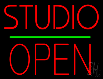 Studio Open Block Green Line LED Neon Sign