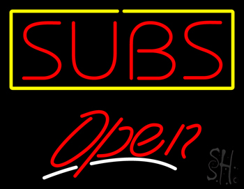 Subs with Yellow Border Open LED Neon Sign