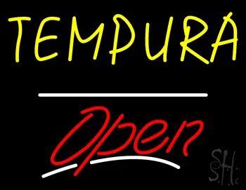 Tempura Open White Line LED Neon Sign