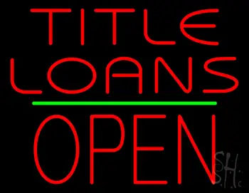 Title Loans Open Block Green Line LED Neon Sign