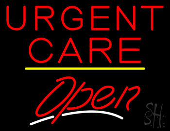 Urgent Care Open Yellow Line LED Neon Sign