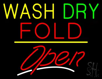 Wash Dry Fold Open Yellow Line LED Neon Sign