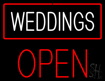 Weddings Block Open Red LED Neon Sign