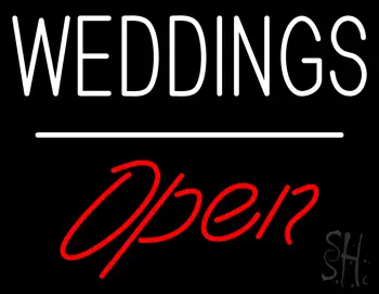 Weddings Open White Line  LED Neon Sign
