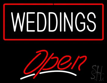 Weddings White Open red LED Neon Sign
