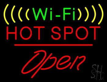 Wi-Fi Hot Spot Open White Line LED Neon Sign