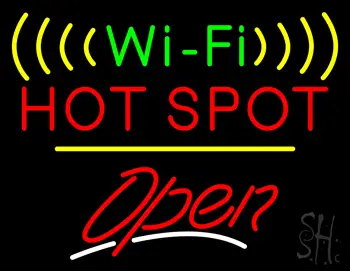 Wi-Fi Hot Spot Open Yellow Line LED Neon Sign