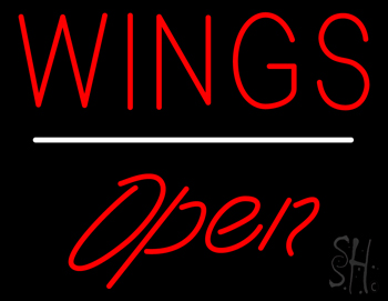 Block Wings Open White Line LED Neon Sign