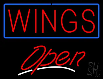 Wings with Blue Border Open LED Neon Sign