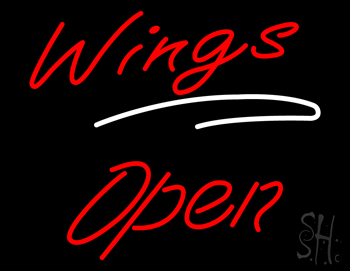 Wings Open White Line LED Neon Sign