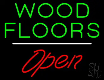 Wood Floors Script1 Open White Line LED Neon Sign
