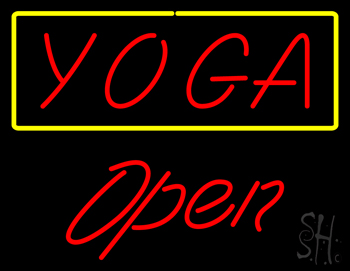 Red Yoga Yellow Border Open LED Neon Sign